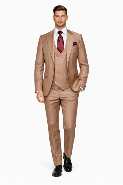 Rossi Man MAX RM1172 Mocha Slim Fit 3-Piece Suit – Men’s Formalwear