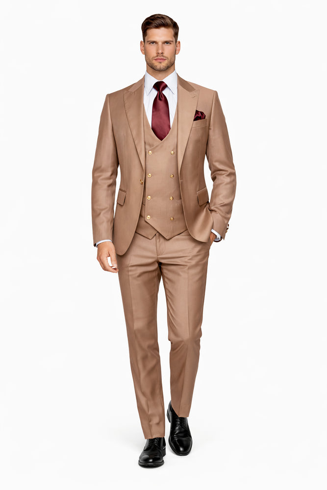 Rossi Man MAX RM1172 Mocha Slim Fit 3-Piece Suit – Men’s Formalwear