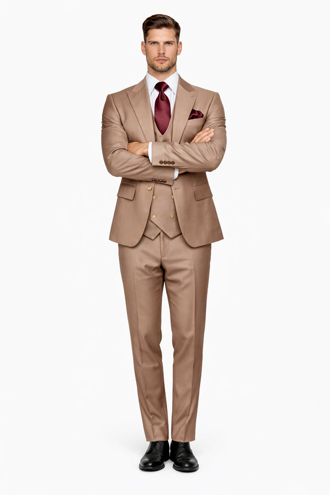 Rossi Man MAX RM1172 Mocha Slim Fit 3-Piece Suit – Men’s Formalwear