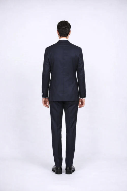 Men's Navy Blue Rossiman Rossi Slim Fit Peak Lapel Suit