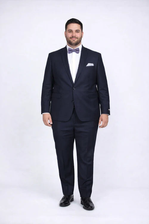 Men's Navy Blue Rossiman Rossi Slim Fit Peak Lapel Suit