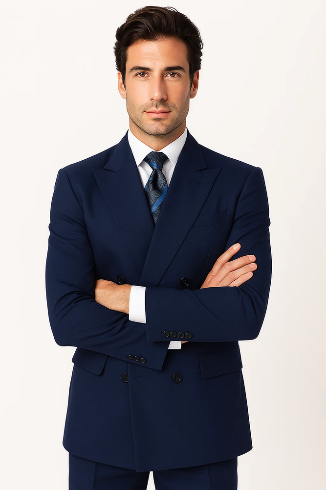 Men's Poplin Suit - Navy Blue