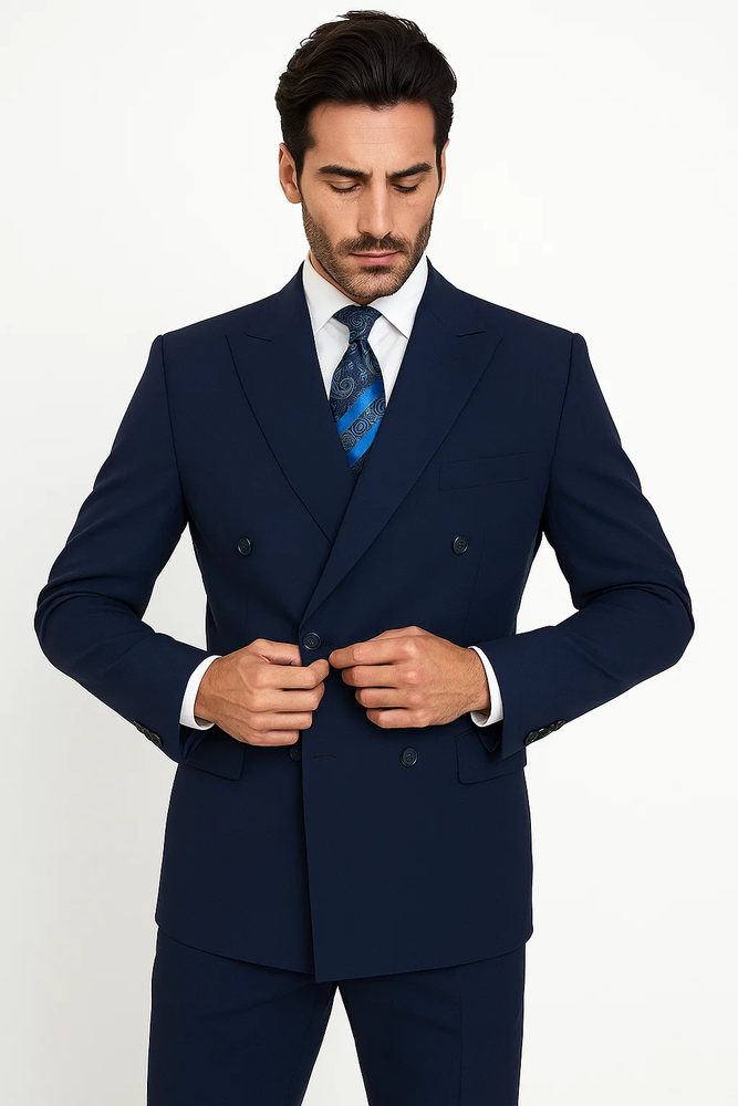 Men's Poplin Suit - Navy Blue