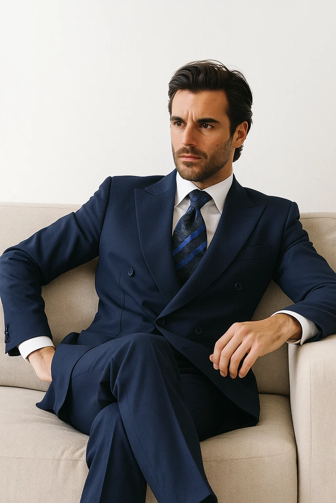 Men's Poplin Suit - Navy Blue