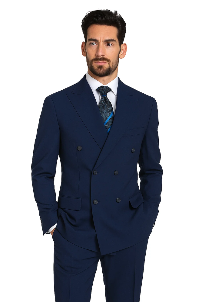 Men's Poplin Suit - Navy Blue
