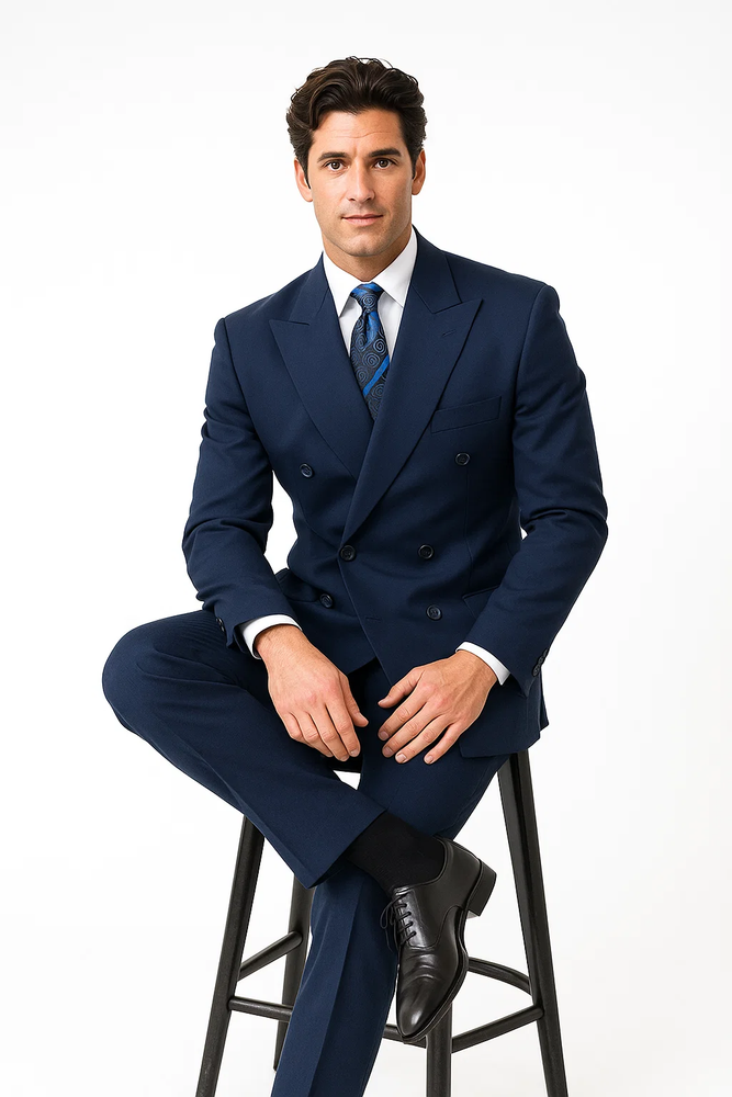 Men's Poplin Suit - Navy Blue