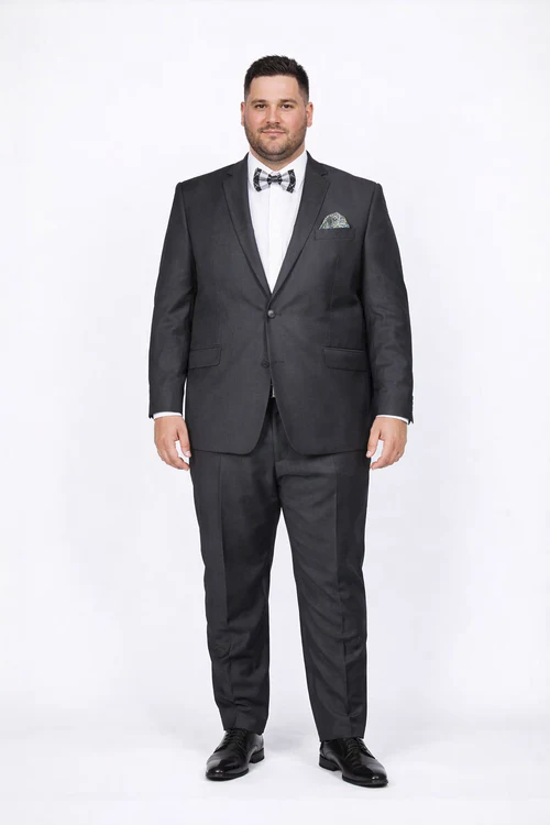 Rossiman Men’s Slim Fit Gray Wool Suit | 1-Button Peak Lapel Jacket & Tapered Low-Rise Pants – Italian Tailored 3-Piece Luxury Suit