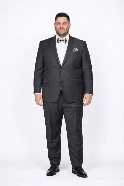 Rossiman Men’s Slim Fit Gray Wool Suit | 1-Button Peak Lapel Jacket & Tapered Low-Rise Pants – Italian Tailored 3-Piece Luxury Suit