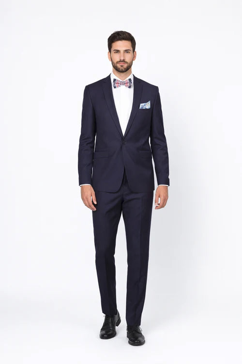 Men’s Slim Fit 100% Wool Suit by Rossiman Rossi | Peak Lapel Jacket & Plum Tapered Pants – Italian Tailored Luxury 3-Piece Suit