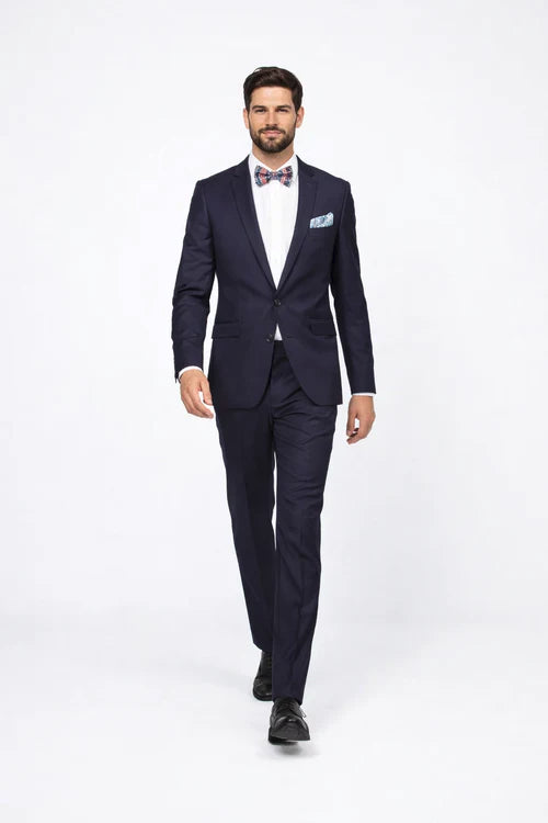 Men’s Slim Fit 100% Wool Suit by Rossiman Rossi | Peak Lapel Jacket & Plum Tapered Pants – Italian Tailored Luxury 3-Piece Suit