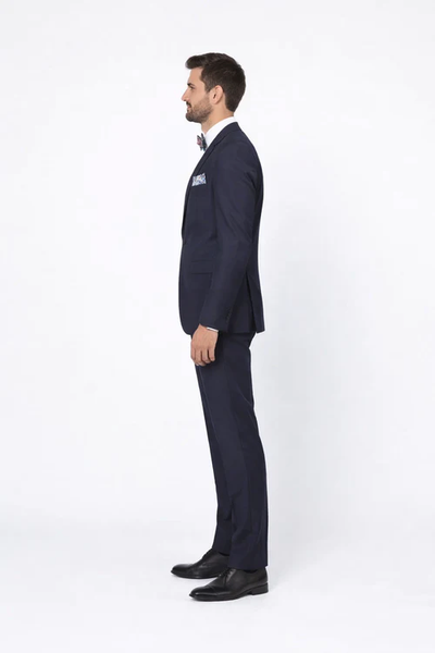 Men's Rossiman Rossi Man Brand Tapered Plum Leg Lower Rise Pants & Get Skinny 1 Button Slim Fit Peak Lapel Suit 100% Wool
