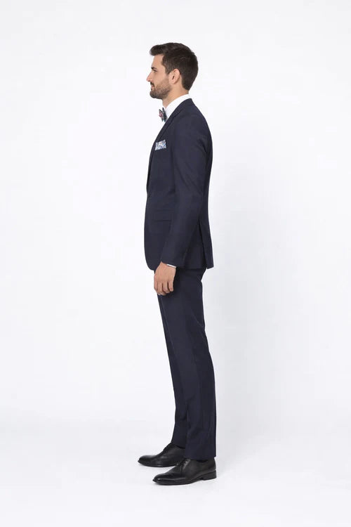 Men’s Slim Fit 100% Wool Suit by Rossiman Rossi | Peak Lapel Jacket & Plum Tapered Pants – Italian Tailored Luxury 3-Piece Suit