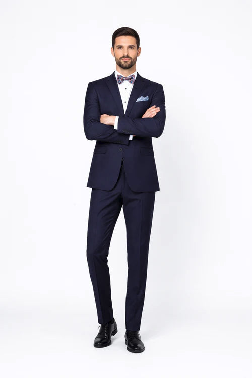 Men’s Slim Fit 100% Wool Suit by Rossiman Rossi | Peak Lapel Jacket & Plum Tapered Pants – Italian Tailored Luxury 3-Piece Suit