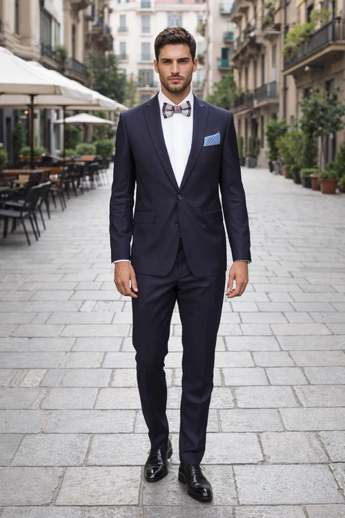 Men’s Slim Fit 100% Wool Suit by Rossiman Rossi | Peak Lapel Jacket & Plum Tapered Pants – Italian Tailored Luxury 3-Piece Suit