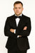 Men's Shiny 2 Buttons Notch Collar Floral Paisley Formal Black Blazer
