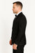 Men's Shiny 2 Buttons Notch Collar Floral Paisley Formal Black Blazer