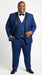 Men’s Shiny Sharkskin Saphire Royal Blue Tuxedo 3 Piece Suit with Black Shawl Lapel | Formal Wedding Prom Suit Shiny Fabric