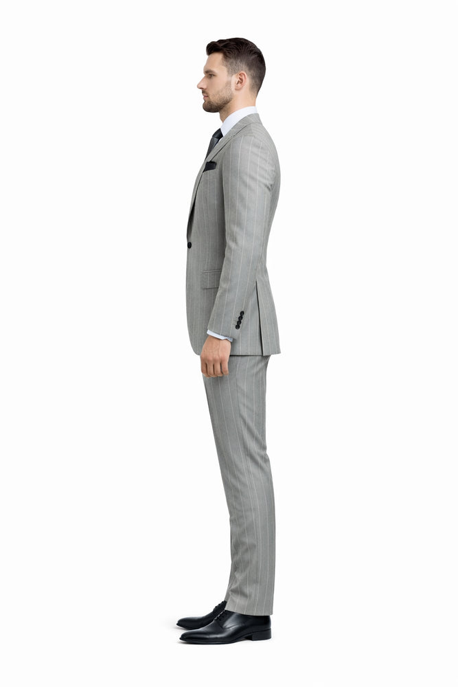 Silver Dominion Grey Pinstripe 3-Piece Elite Suit by Rossiman