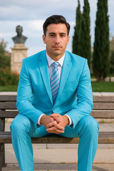 Men's Sky Baby Blue Turquoise 2 Piece 