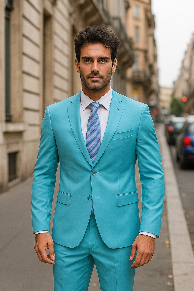 Men's Sky Baby Blue Turquoise 2 Piece 