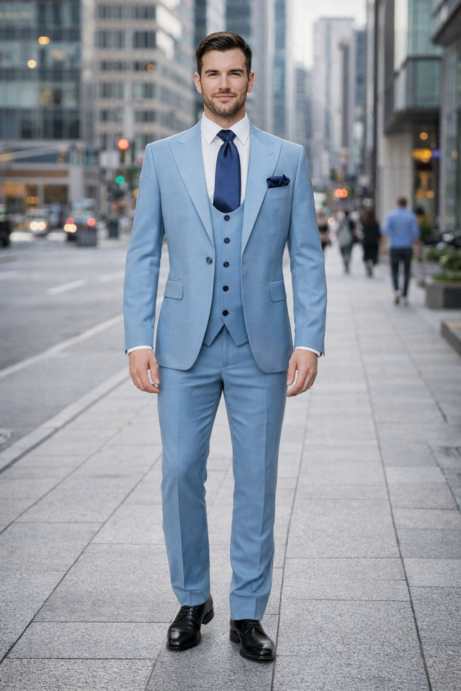 Rossiman Sky Regent Blue 3-Piece Prestige Suit