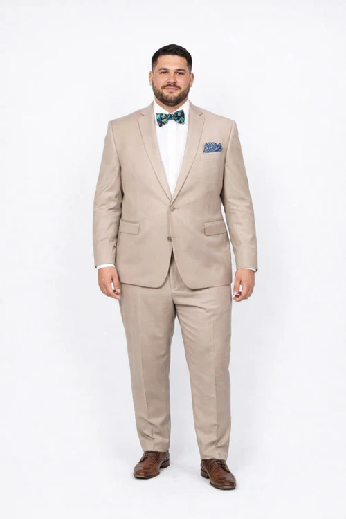 Beige Slim Fit Suit for Men by Rossiman Rossi | Tailored Skinny Fit Formal Suit – Italian 3-Piece Luxury Design