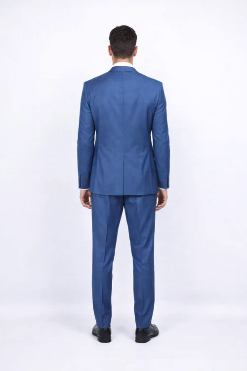 Blue Slim Fit Men’s Suit by Rossiman Rossi | Skinny Style with 1-Button Jacket – Italian Tailored Modern Formalwear
