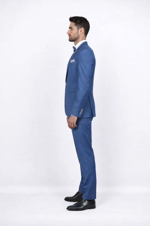 Blue Slim Fit Men’s Suit by Rossiman Rossi – Skinny Style with 1-Button Jacket