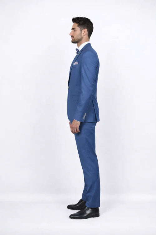 Blue Slim Fit Men’s Suit by Rossiman Rossi | Skinny Style with 1-Button Jacket – Italian Tailored Modern Formalwear