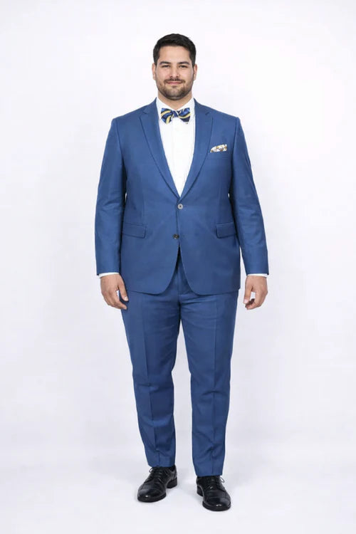 Blue Slim Fit Men’s Suit by Rossiman Rossi – Skinny Style with 1-Button Jacket