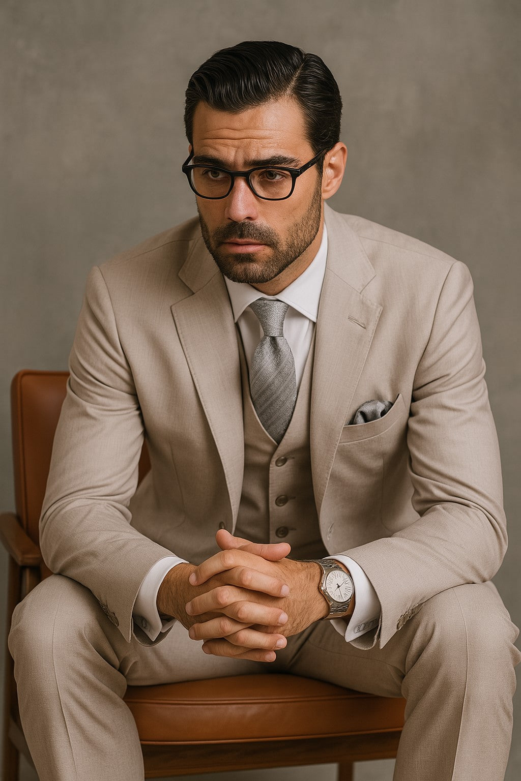 Oxford Gray Athletic Cut Classic Suits Men's suit main image 1
