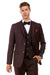 Men’s Two Button Vested Vintage Style Tweed Wedding Suit – Burgundy