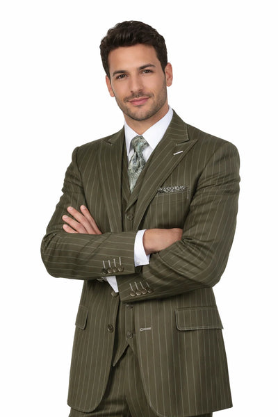 Men’s Vintage Vested Gangster Pinstripe Suit