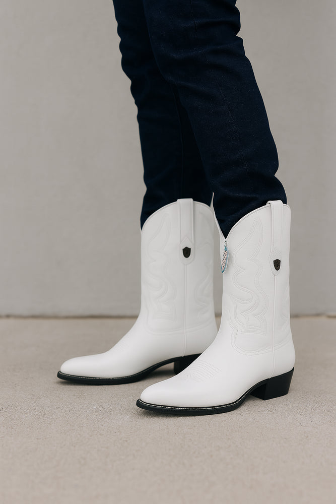 Men’s White Western Cowboy Boots - Genuine Leather - Handcrafted Rodeo Style