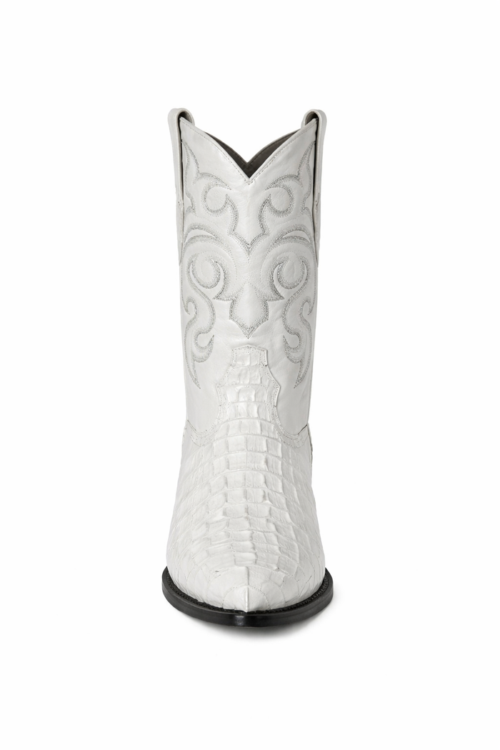 Men's White Crocodile Print Cowboy Boots - Los Altos Dress Western Boots