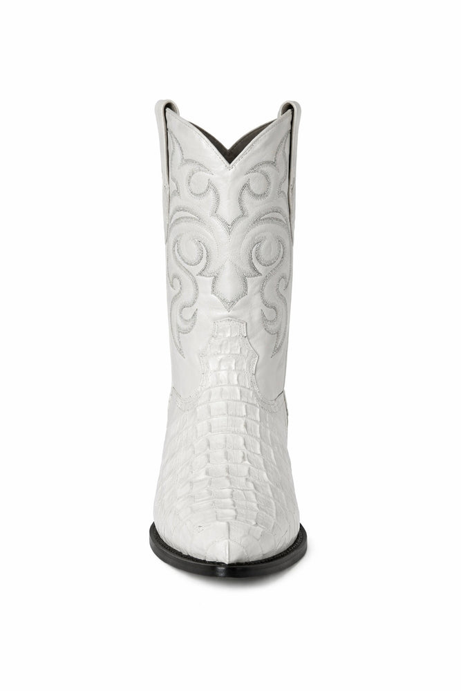 Men's White Crocodile Print Cowboy Boots - Los Altos Dress Western Boots