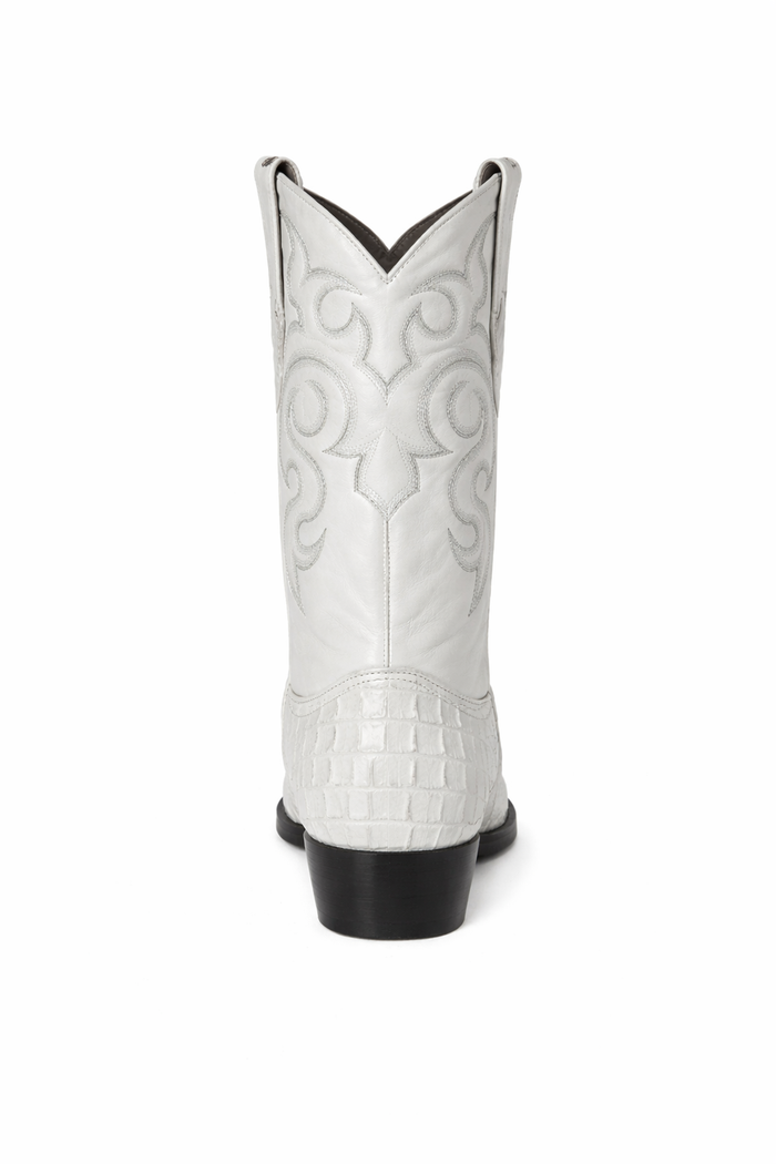 Men's White Crocodile Print Cowboy Boots - Los Altos Dress Western Boots