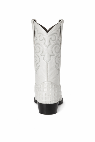 Men's White Crocodile Print Cowboy Boots - Los Altos Dress Western Boots