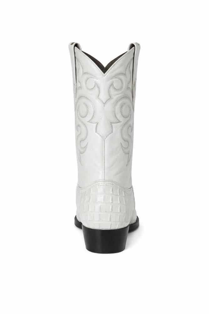 Men's White Crocodile Print Cowboy Boots - Los Altos Dress Western Boots