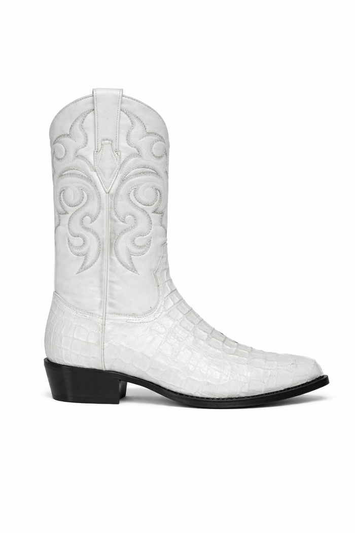 Men's White Crocodile Print Cowboy Boots - Los Altos Dress Western Boots