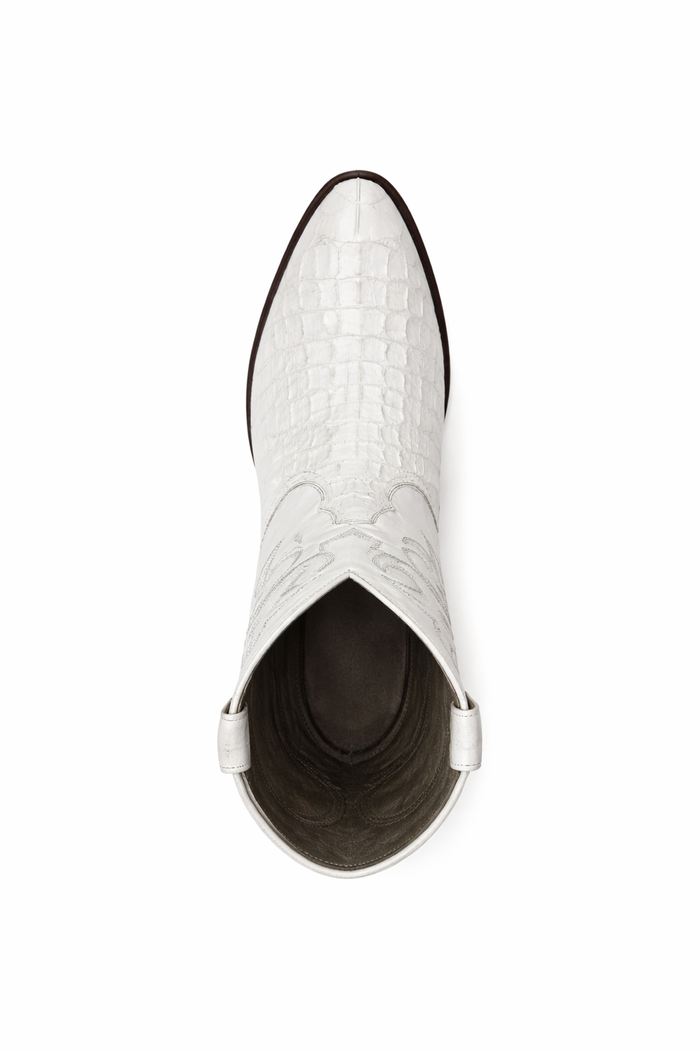Men's White Crocodile Print Cowboy Boots - Los Altos Dress Western Boots