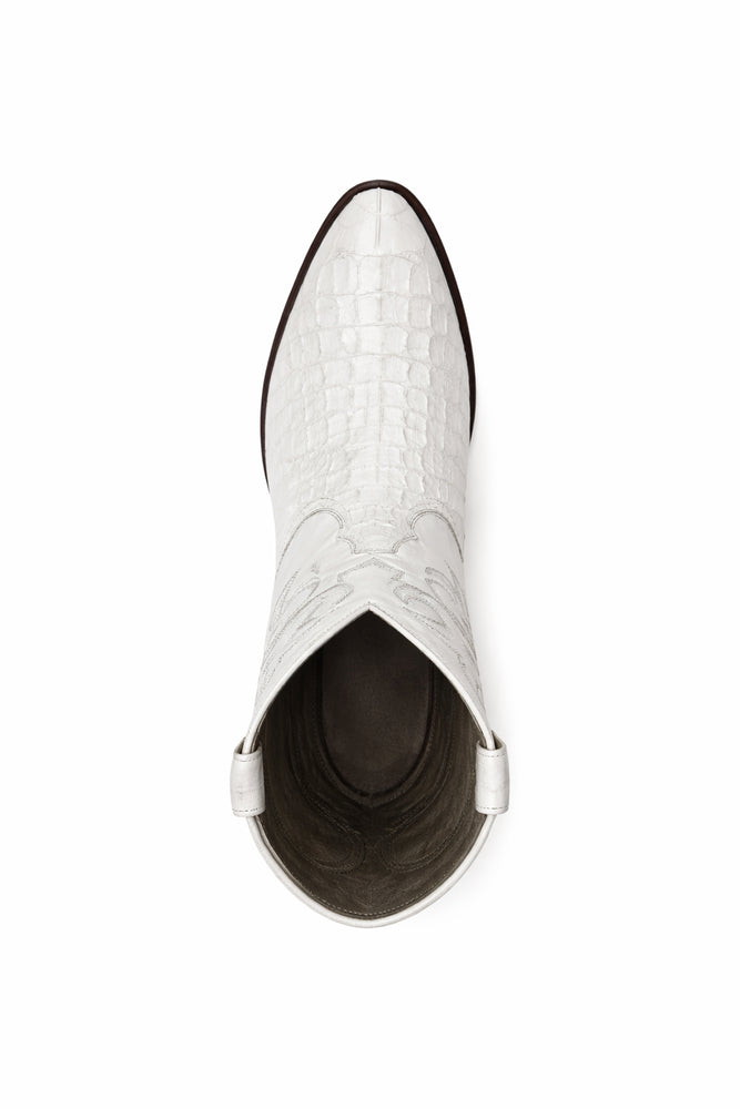 Men's White Crocodile Print Cowboy Boots - Los Altos Dress Western Boots
