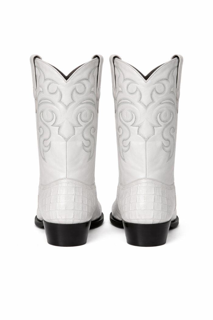 Men's White Crocodile Print Cowboy Boots - Los Altos Dress Western Boots