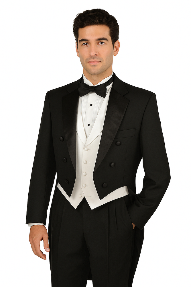 Men's Tuxedo Regular Fit Collection With Tails 3 Piece In Black