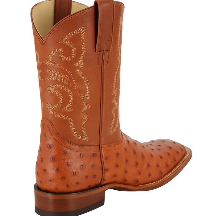 Men's Los Altos Ostrich Skin Wide Square Toe Boots - B