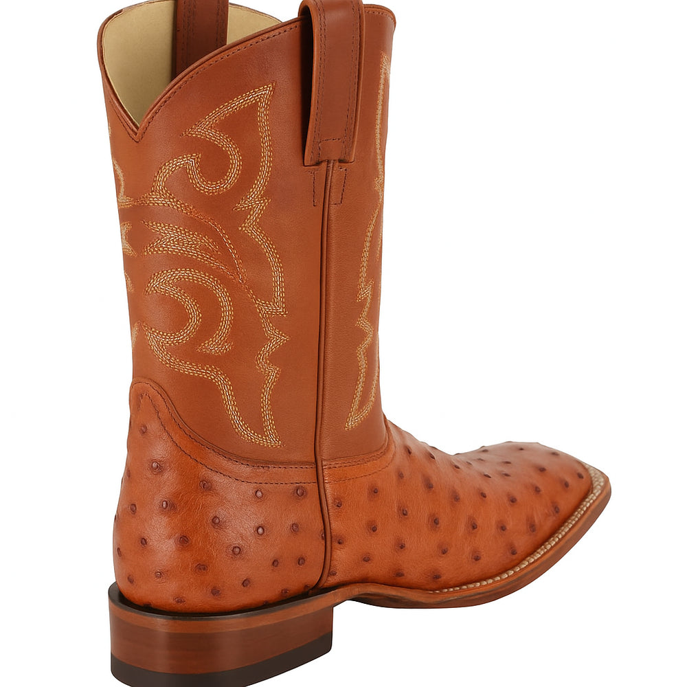 Men's Los Altos Ostrich Skin Wide Square Toe Boots - B