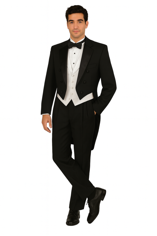 Men's Tuxedo Regular Fit Collection With Tails 3 Piece In Black