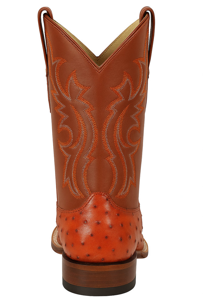 Men's Los Altos Ostrich Skin Wide Square Toe Boots - B