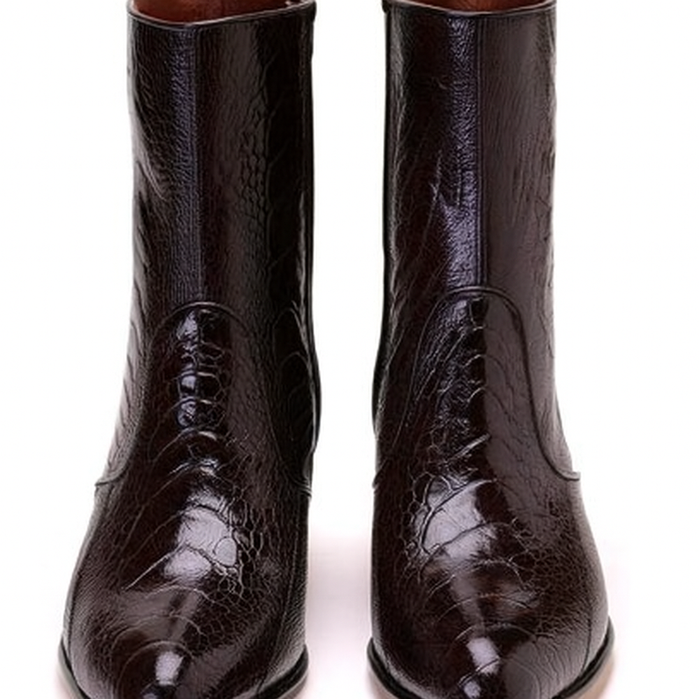 Mens Dress Ankle Boots Los Altos Boots Short Cowboy Boot - Western Ankle Boots Exotic Skin + Brown + Skin Type