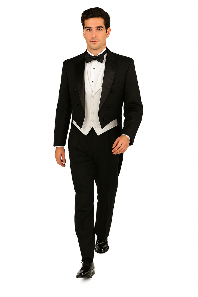 Men's Tuxedo Regular Fit Collection With Tails 3 Piece In Black